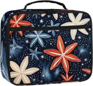 Boho Florals Square Lunch Bag Colorful Flowers Square Tote Lunch Bag Reusable Lunch Box Leakproof Cooler Bag