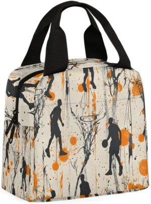 Boys Basketball Lunch Bag Basketball Lovers Tote Lunch Bag Reusable Lunch Box Leakproof Cooler Bag