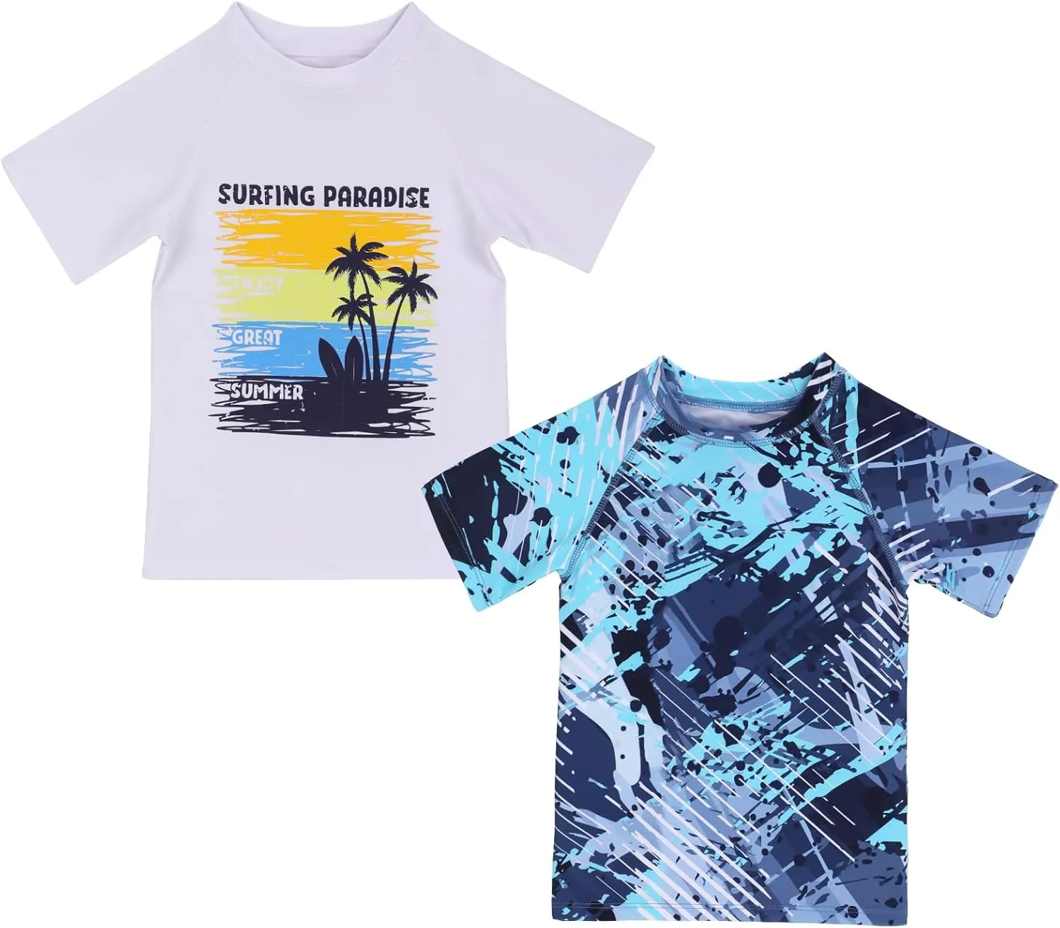 Boys Rash Guard Short Sleeve Toddler Kids Swim Shirt, Youth UPF 50  Surfing/Sun Suit