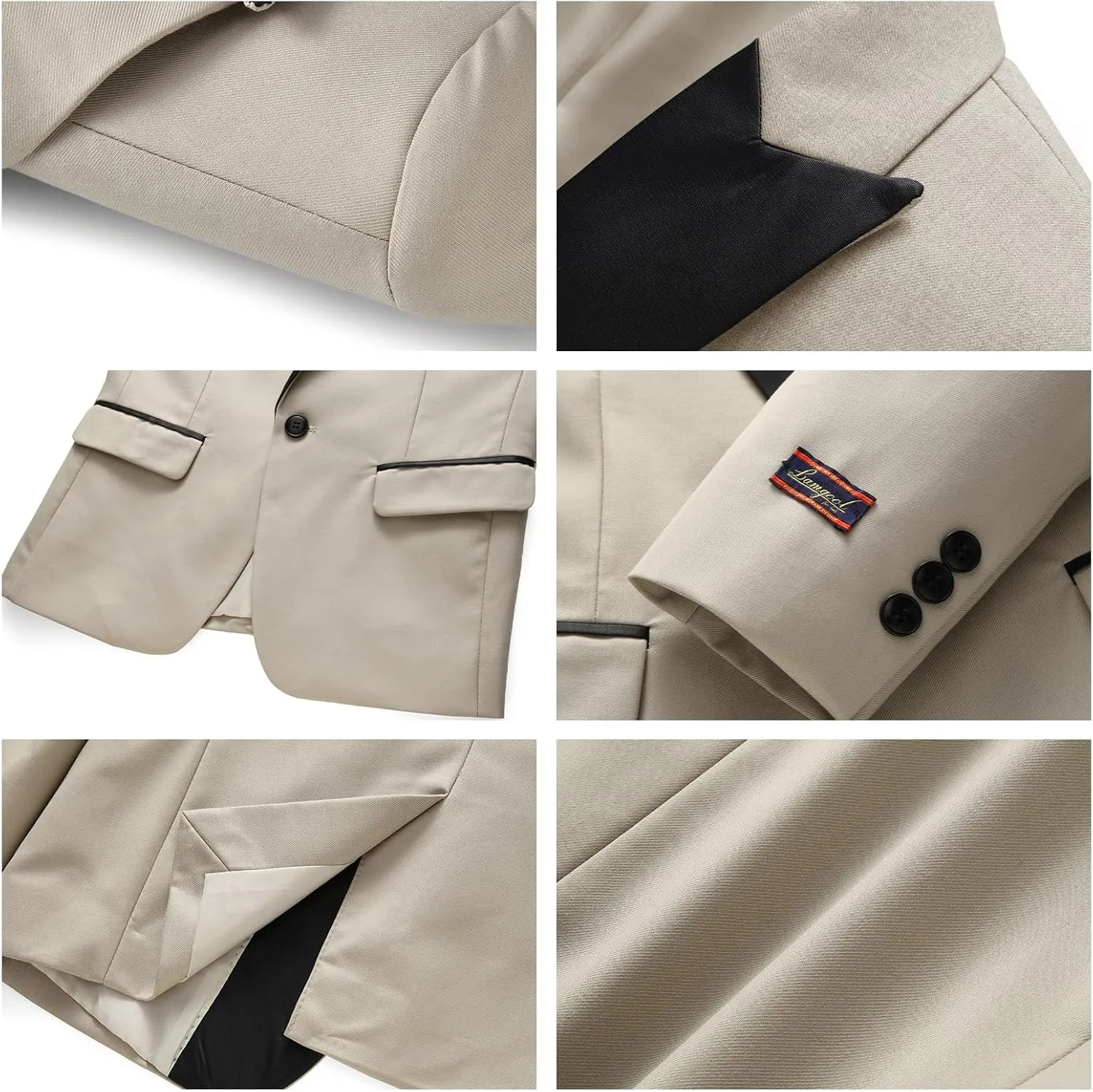 Boys Suits 3 Piece Slim Fit Formal Set One Button Solid Tuxedo Jacket Vest Pant for Kids Prom Wedding 4-16 Years Peak Lapel