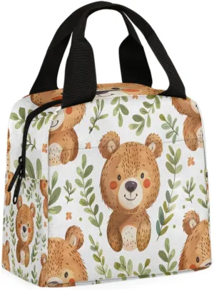 Branches Bear Lunch Bag Cute Bear Tote Lunch Bag Reusable Lunch Box Leakproof Cooler Bag