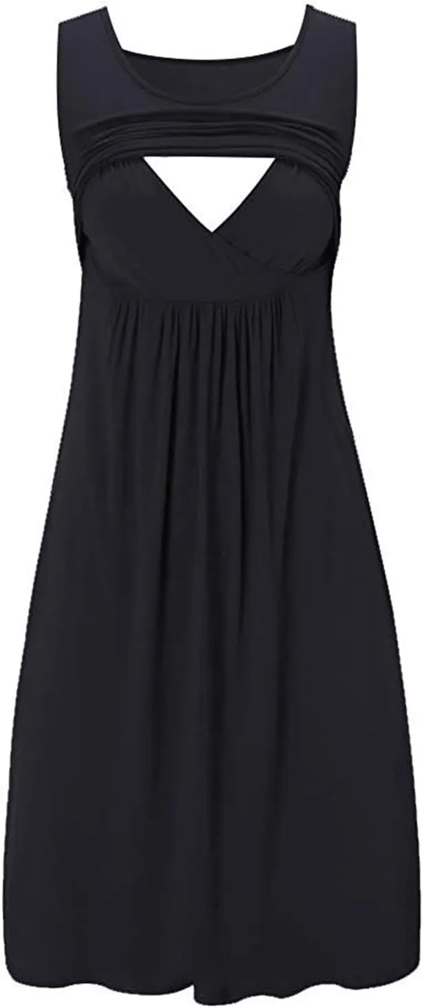 Breastfeeding Dress for Women Summer Sleeveless Maternity Nursing Dress Spaghetti Strap Floral Nursing Dress