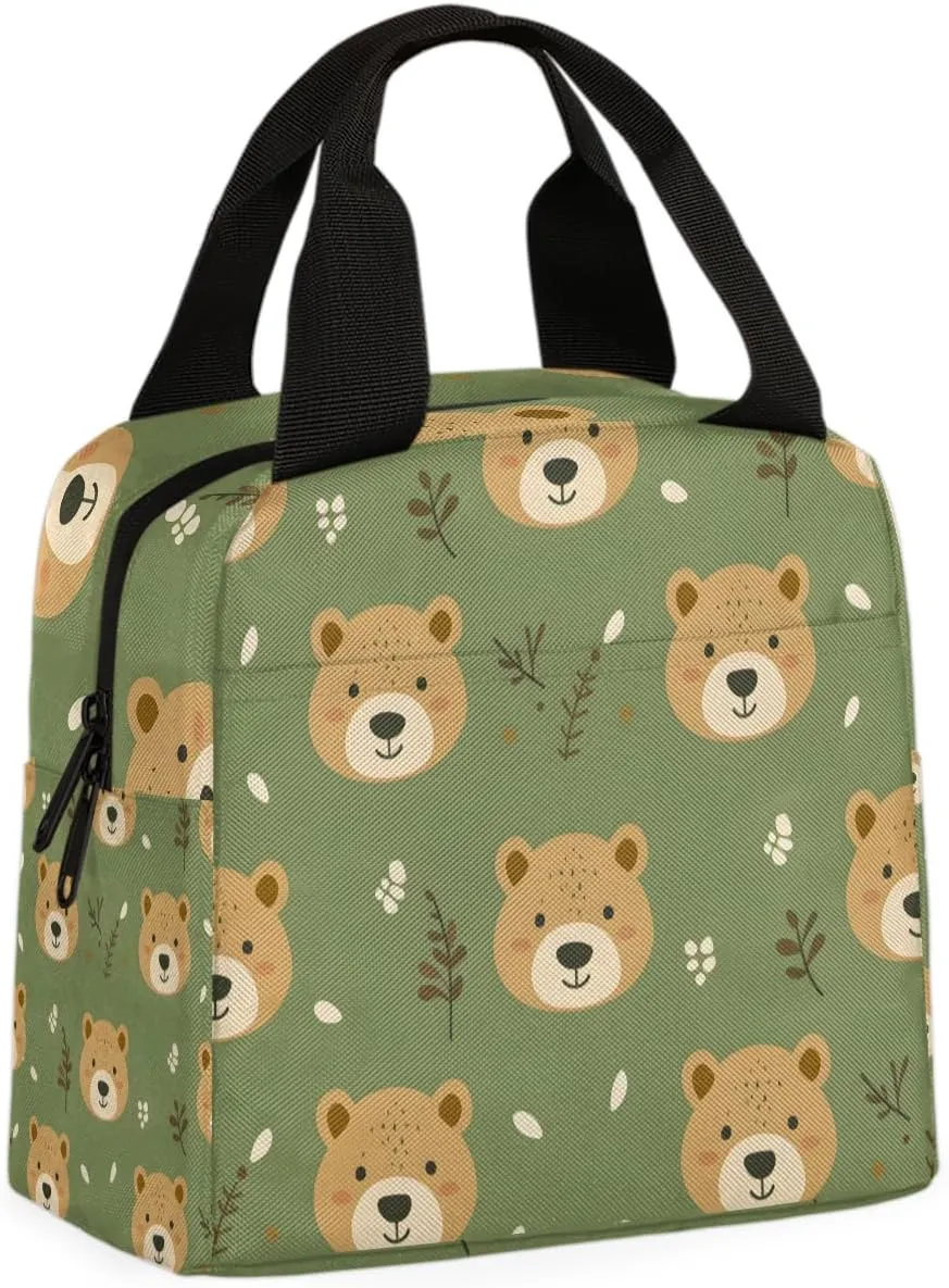 Brown Bear Cub Lunch Bag Bear Tote Lunch Bag Reusable Lunch Box Leakproof Cooler Bag