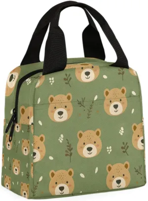 Brown Bear Cub Lunch Bag Bear Tote Lunch Bag Reusable Lunch Box Leakproof Cooler Bag
