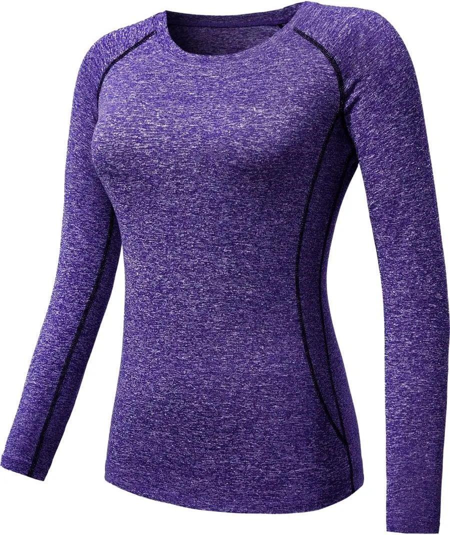 CADMUS 1 or 3 Pack Workout Long Sleeve Shirts for Women Dry Fit Compression Running Top