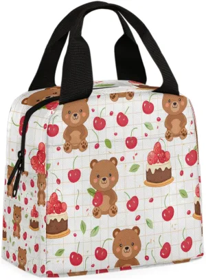 Cake Bear Lunch Bag Bears Funny Tote Lunch Bag Reusable Lunch Box Leakproof Cooler Bag