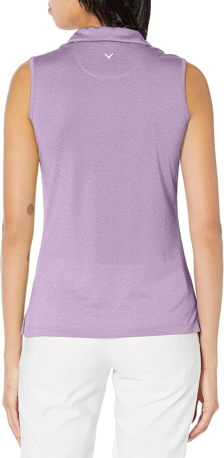 Callaway Women's Quarter Zip Heather Sleeveless Golf Polo