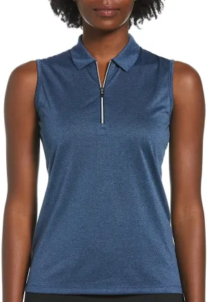 Callaway Women's Quarter Zip Heather Sleeveless Golf Polo