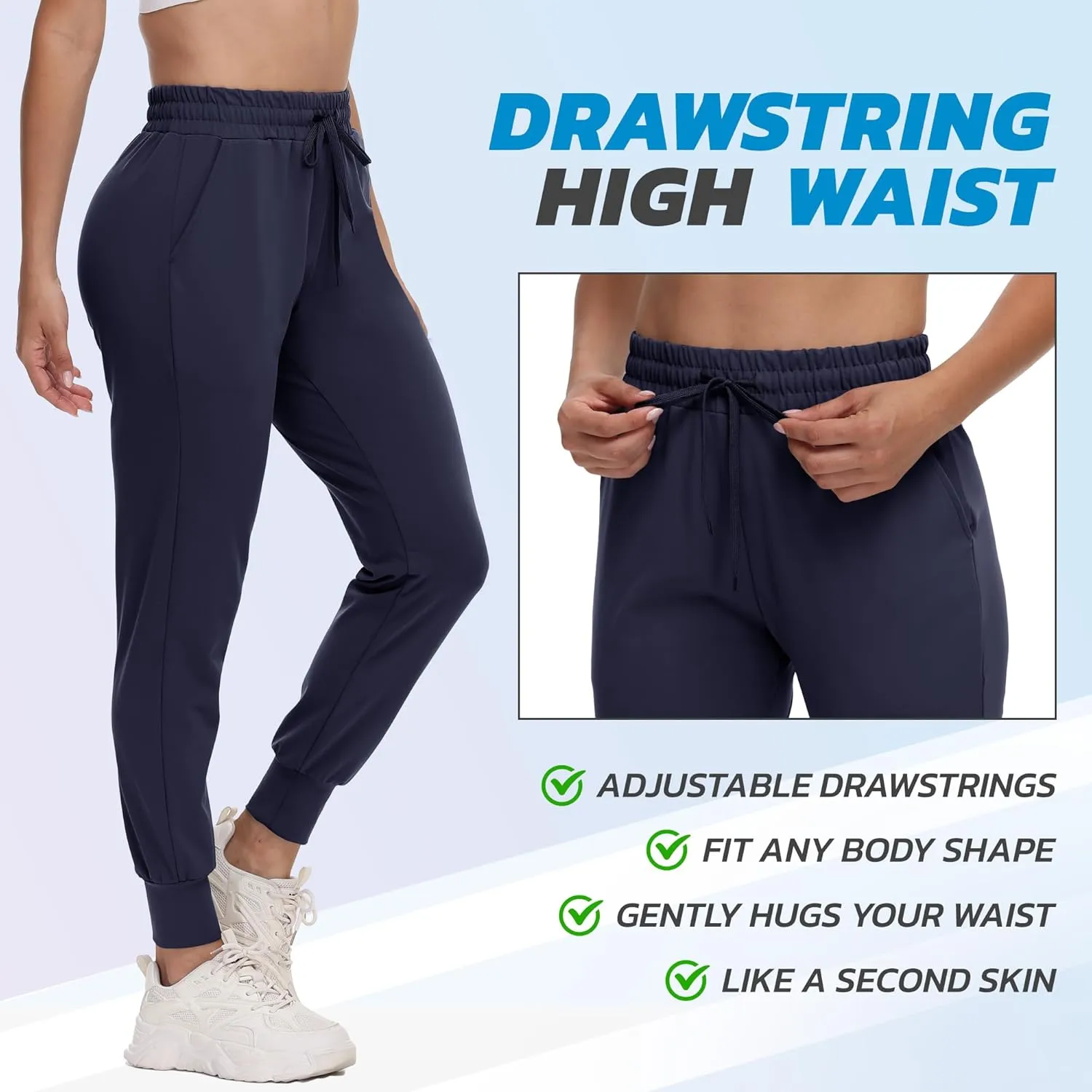 CAMPSNAIL 4 Pack Joggers for Women - Sweatpants with Pockets Lightweight Comfy Yoga Pants for Workout Travel Lounge