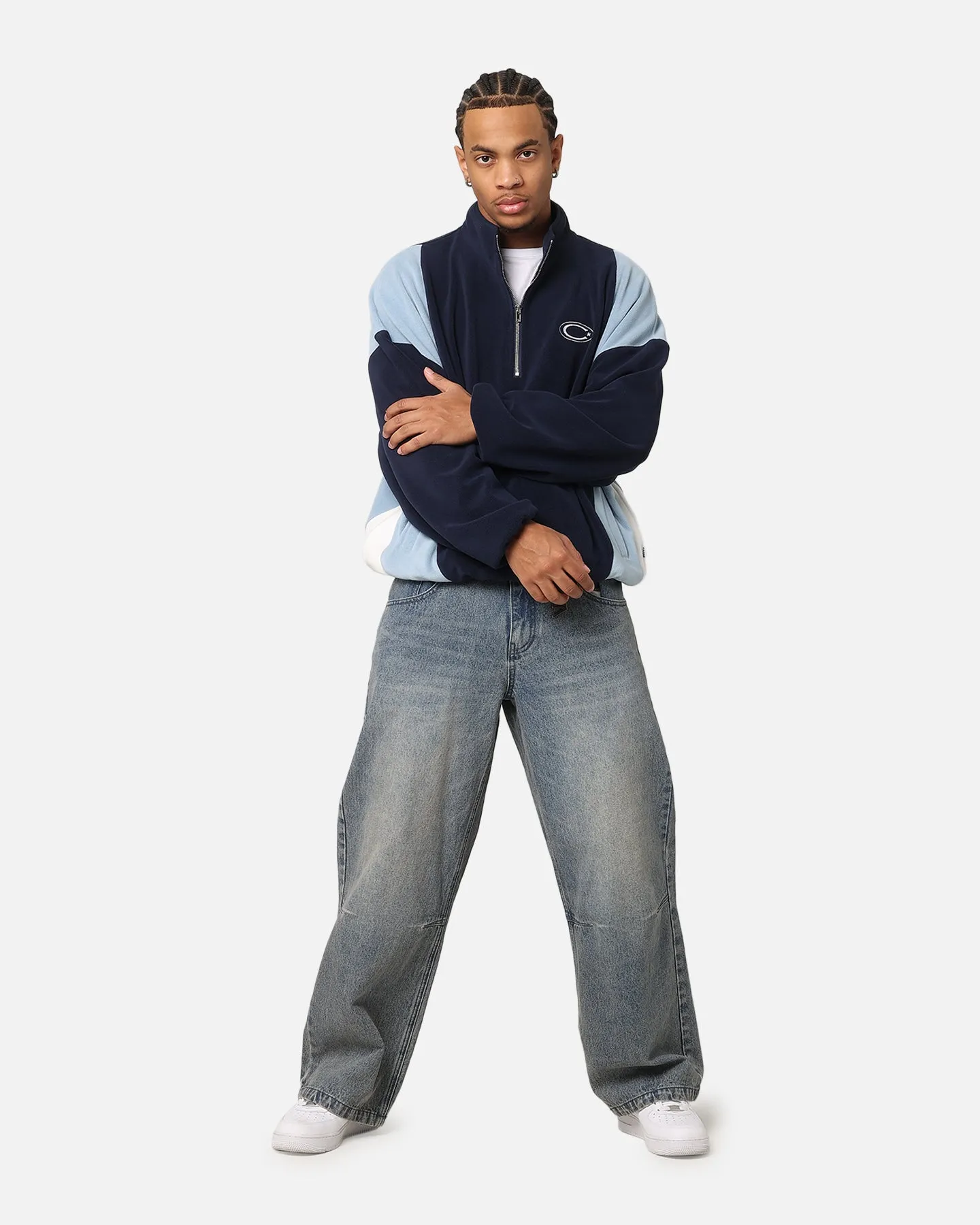 Carre C-Star Polarfleece Quarter Zip Crewneck Light Blue/Mul