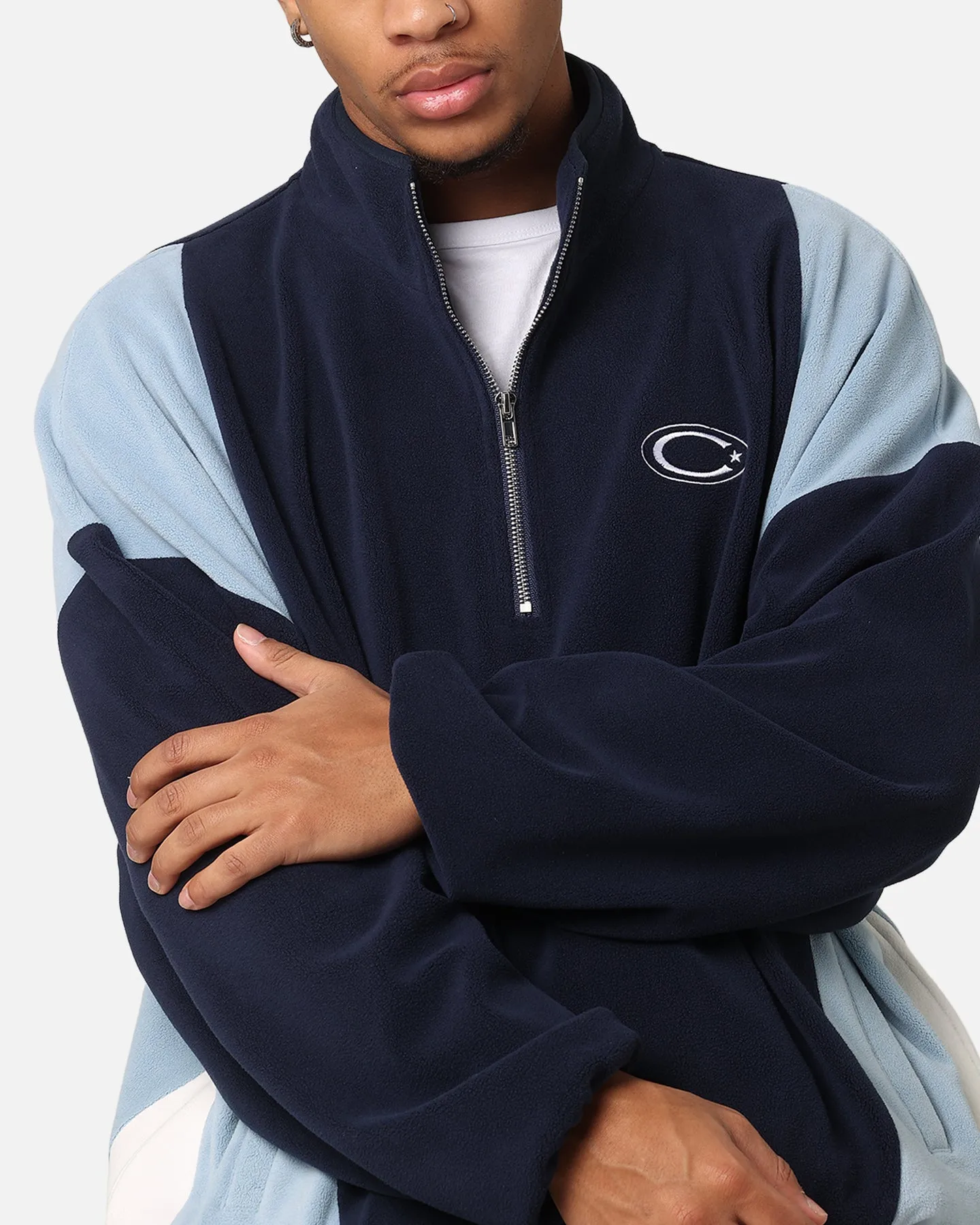 Carre C-Star Polarfleece Quarter Zip Crewneck Light Blue/Mul