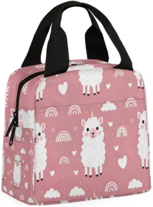 Cartoon Alpacas Lunch Bag Animal Alpaca Tote Lunch Bag Reusable Lunch Box Leakproof Cooler Bag