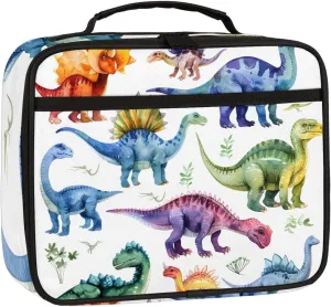Cartoon Dinosaurs Square Lunch Bag Dinosaur Jungle Square Tote Lunch Bag Reusable Lunch Box Leakproof Cooler Bag