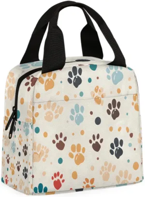 Cartoon Dog Paw Lunch Bag Colorful Dog Paw Tote Lunch Bag Reusable Lunch Box Leakproof Cooler Bag