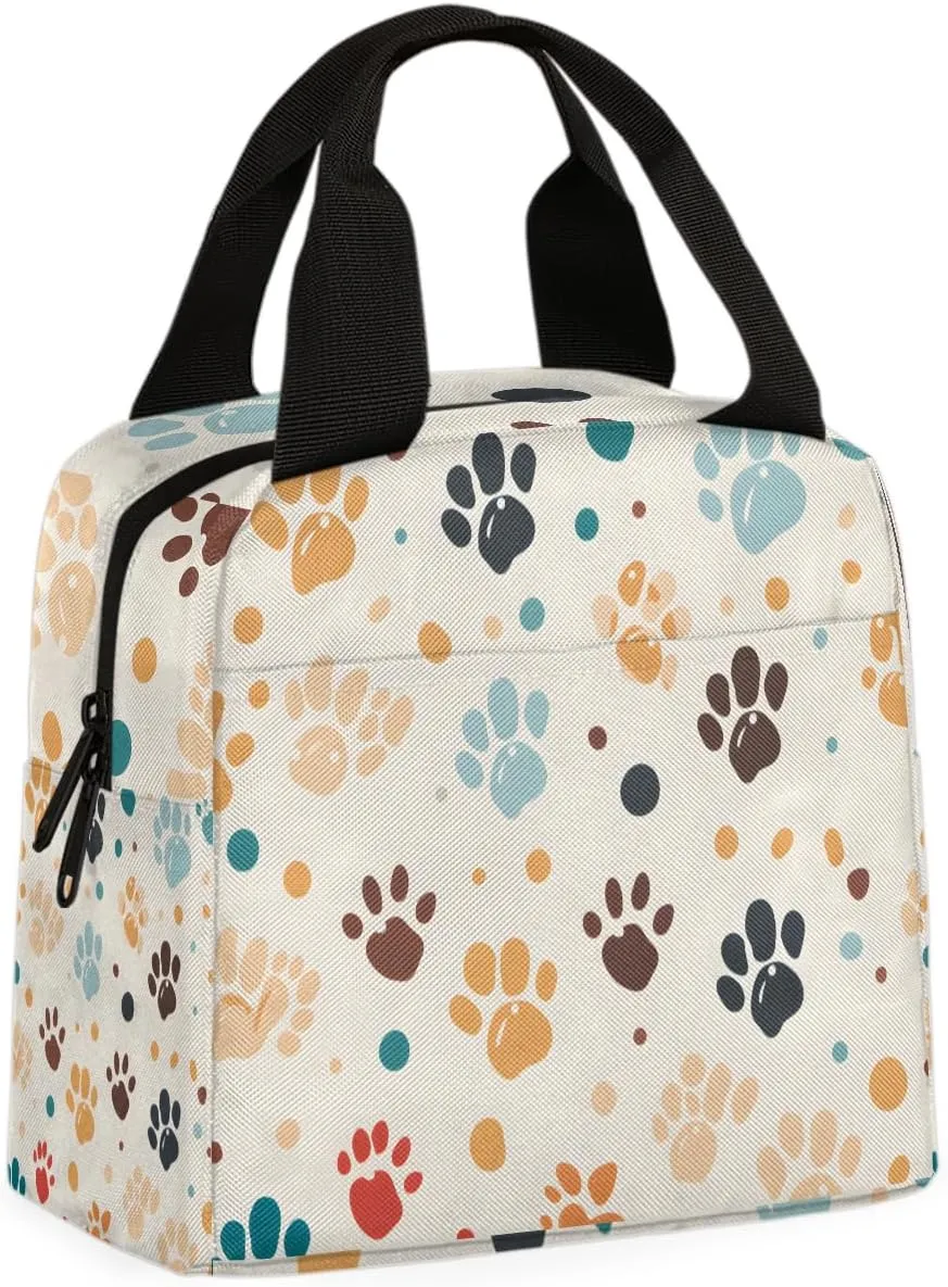 Cartoon Dog Paw Lunch Bag Colorful Dog Paw Tote Lunch Bag Reusable Lunch Box Leakproof Cooler Bag