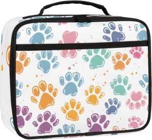 Cats Paw Prints Square Lunch Bag kitty Cat Square Tote Lunch Bag Reusable Lunch Box Leakproof Cooler Bag
