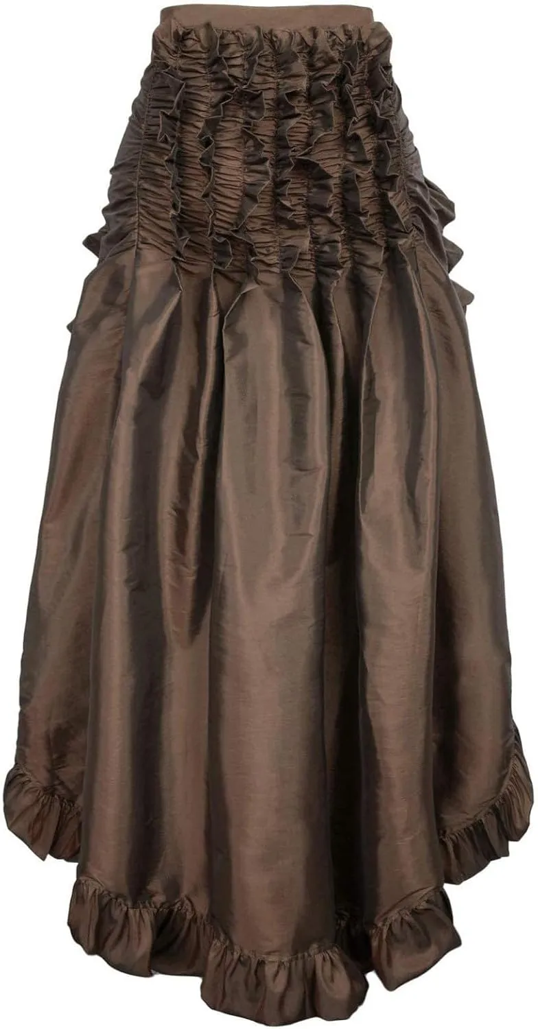 Charella Gothic Skirt for Women - Layered Ruched Hem Medieval Goth Steampunk Skirt for Halloween Masquerade Party Dress