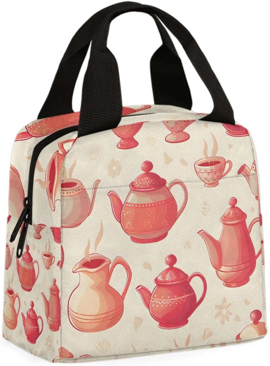 China Teapot Lunch Bag Antique Teapot Tote Lunch Bag Reusable Lunch Box Leakproof Cooler Bag