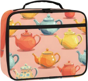 Chinese kettle Square Lunch Bag Colorful Kettle Square Tote Lunch Bag Reusable Lunch Box Leakproof Cooler Bag