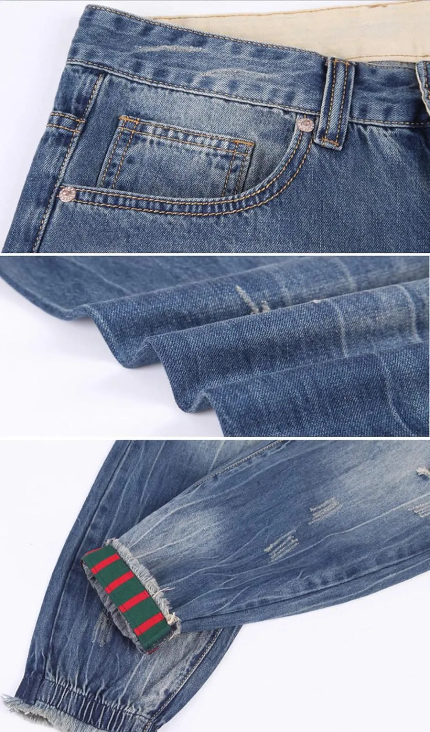 chouyatou Men's Casual Distressed Style Tapered Leg Harem Jogger Jeans Crop Denim Pants