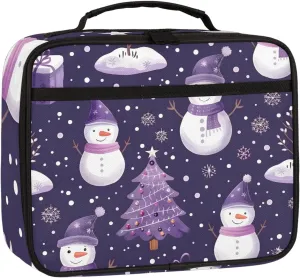 Christmas Snowman Square Lunch Bag Merry Christmas Square Tote Lunch Bag Reusable Lunch Box Leakproof Cooler Bag