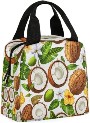 Coconut Flowers Lunch Bag Coconut Tote Lunch Bag Reusable Lunch Box Leakproof Cooler Bag