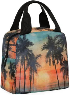 Coconut Tree Ocean Lunch Bag Coconut Tree Tote Lunch Bag Reusable Lunch Box Leakproof Cooler Bag