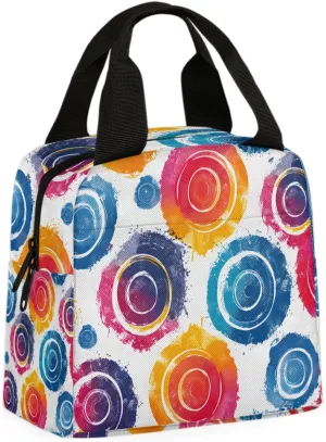 Color Circle Pattern Lunch Bag Color Pattern Tote Lunch Bag Reusable Lunch Box Leakproof Cooler Bag
