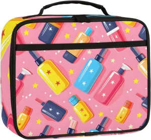 Colored Cosmetics Square Lunch Bag Cosmetics Square Tote Lunch Bag Reusable Lunch Box Leakproof Cooler Bag