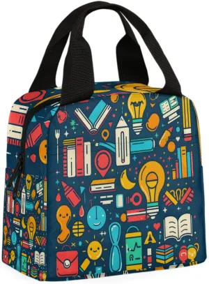 Colored Stationery Lunch Bag Learning Supplies Tote Lunch Bag Reusable Lunch Box Leakproof Cooler Bag