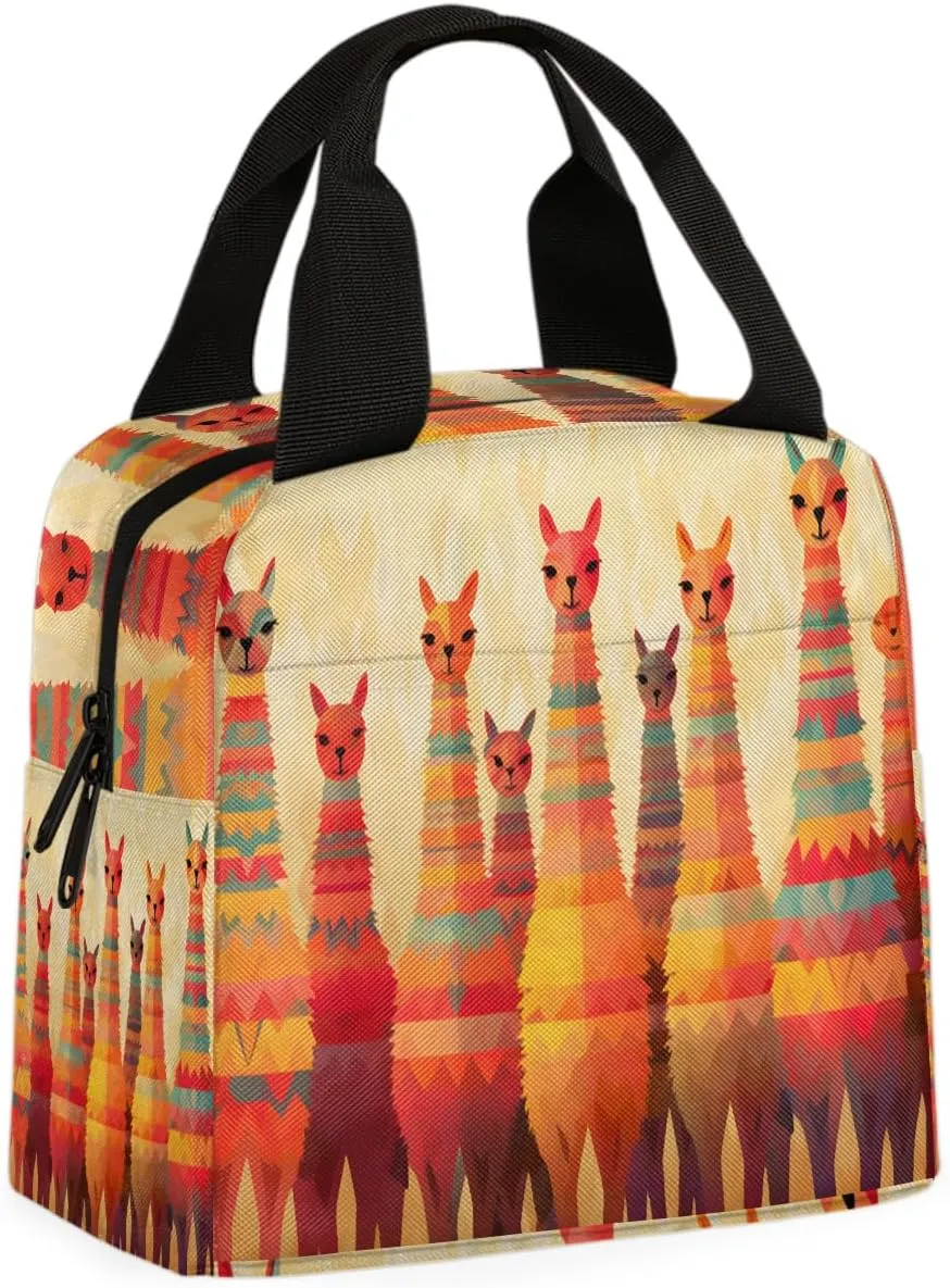 Colorful Alpaca Lunch Bag Alpaca Tote Lunch Bag Reusable Lunch Box Leakproof Cooler Bag