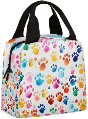Colorful Dog Paw Lunch Bag Tote Lunch Bag Reusable Lunch Box Leakproof Cooler Bag