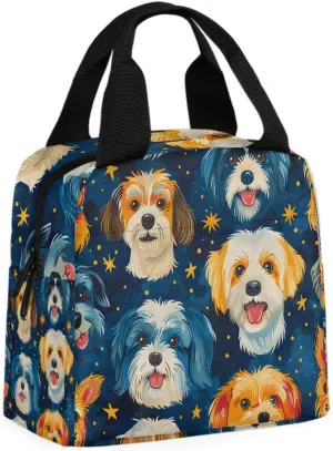 Colorful Dogs Lunch Bag Cute Little Dog Tote Lunch Bag Reusable Lunch Box Leakproof Cooler Bag