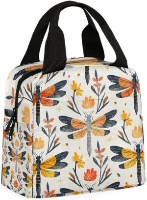 Colorful Dragonfly Lunch Bag Dragonfly Tote Lunch Bag Reusable Lunch Box Leakproof Cooler Bag