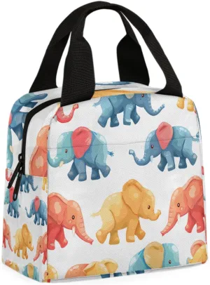 Colorful Elephant Lunch Bag Elephant Tote Lunch Bag Reusable Lunch Box Leakproof Cooler Bag