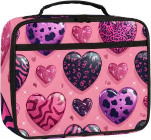 Colorful Heart Square Lunch Bag Heart Colorful Square Tote Lunch Bag Reusable Lunch Box Leakproof Cooler Bag