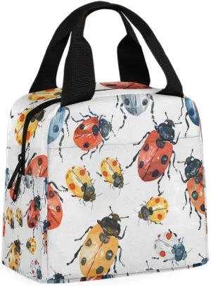Colorful Ladybugs Lunch Bag Ladybugs Tote Lunch Bag Reusable Lunch Box Leakproof Cooler Bag
