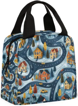 Colorful Rural Landscape Lunch Bag Landscape Tote Lunch Bag Reusable Lunch Box Leakproof Cooler Bag