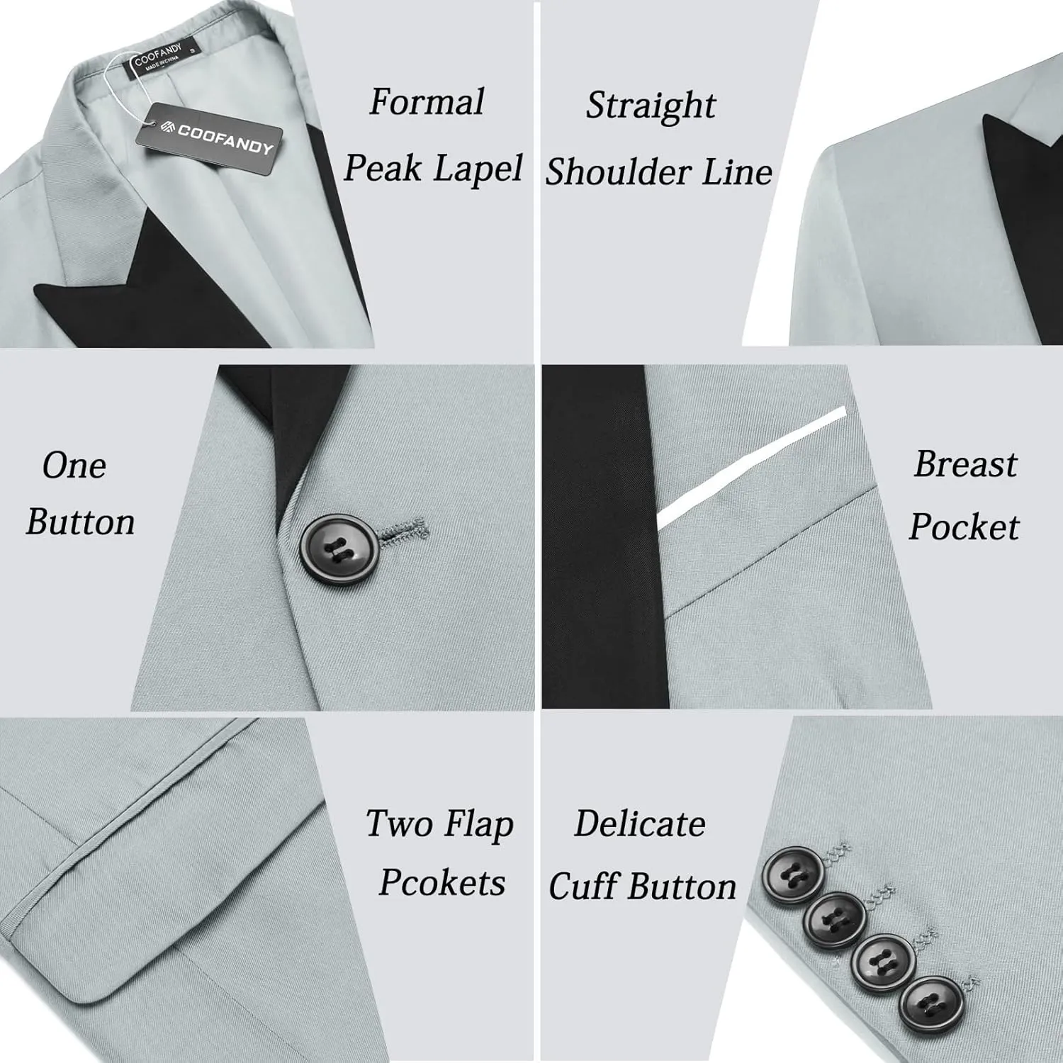 COOFANDY Men 3 Piece Suit Slim Fit Tuxedo One Button Prom Suits Blazer Jacket Vest Pants with Tie