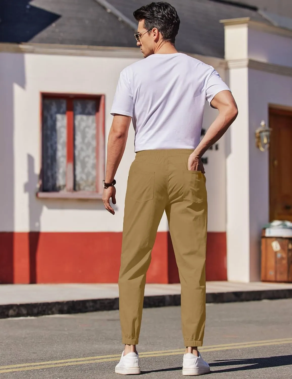COOFANDY Mens Casual Joggers Pants Elastic Drawstring Chino Cargo Pants Hiking Outdoor Track Sweatpants