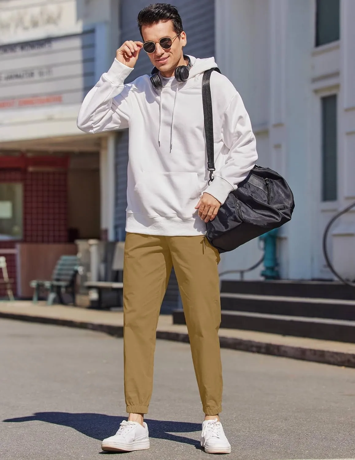 COOFANDY Mens Casual Joggers Pants Elastic Drawstring Chino Cargo Pants Hiking Outdoor Track Sweatpants