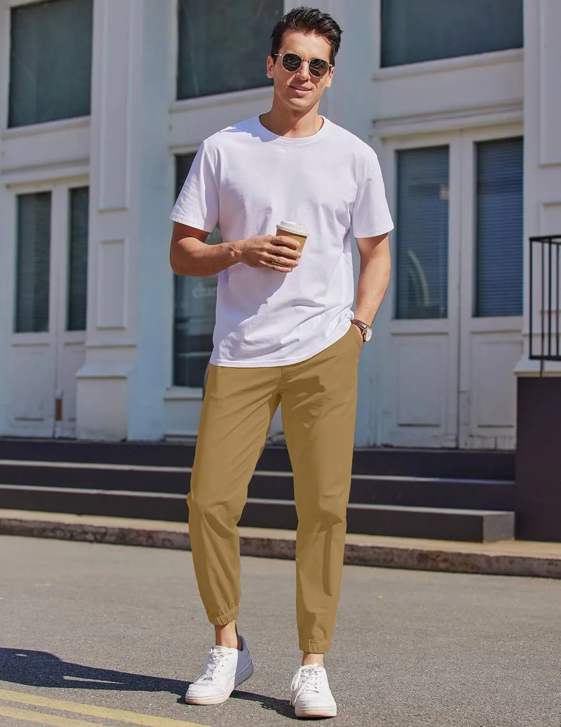 COOFANDY Mens Casual Joggers Pants Elastic Drawstring Chino Cargo Pants Hiking Outdoor Track Sweatpants