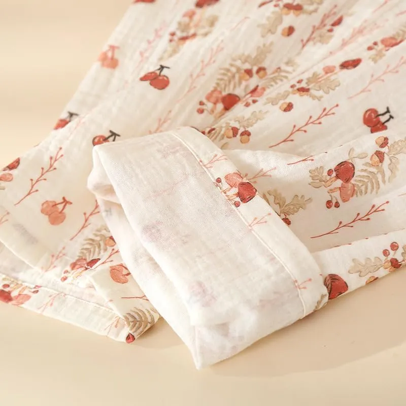Cotton Pajamas for Women Set Cute Print Lounge Sets Long Sleeve Tops and Pants Pj Sleepwear Loungewear