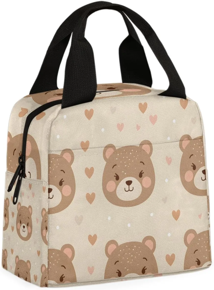 Country Bear Lunch Bag Animals Bear Tote Lunch Bag Reusable Lunch Box Leakproof Cooler Bag