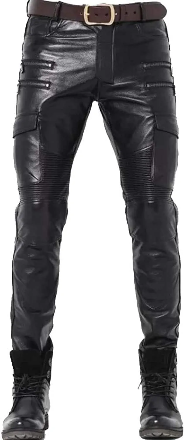 Cowboy Western Traditional Native American Leather Pants for Men Casual Classic Breeches Fashion Pant