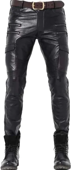 Cowboy Western Traditional Native American Leather Pants for Men Casual Classic Breeches Fashion Pant