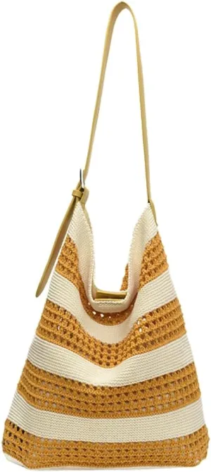 Crochet Tote Bag for Women large Shoulder Shopping Bag Beach Mesh Knitted Hollow Hobo Handbag Cute Sling Purse 2025