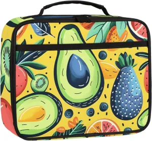 Cute Avocado Square Lunch Bag Blue Avocado Square Tote Lunch Bag Reusable Lunch Box Leakproof Cooler Bag