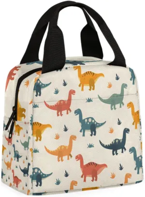 Cute Dinosaur Jungle Lunch Bag Funny Dinosaur Tote Lunch Bag Reusable Lunch Box Leakproof Cooler Bag