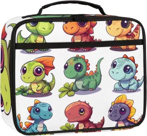 Cute Dinosaur Square Lunch Bag Funny Dinosaur Square Tote Lunch Bag Reusable Lunch Box Leakproof Cooler Bag